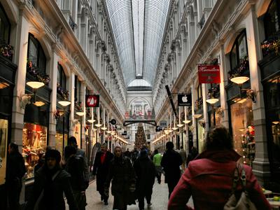 People shopping in mall on black Friday